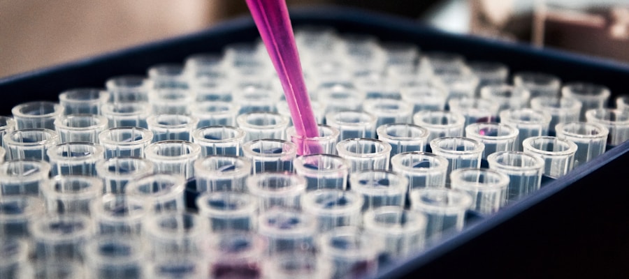 Laboratory setting with test tubes and scientific equipment representing enzyme research